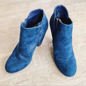 Candies || Navy Blue Suede Booties